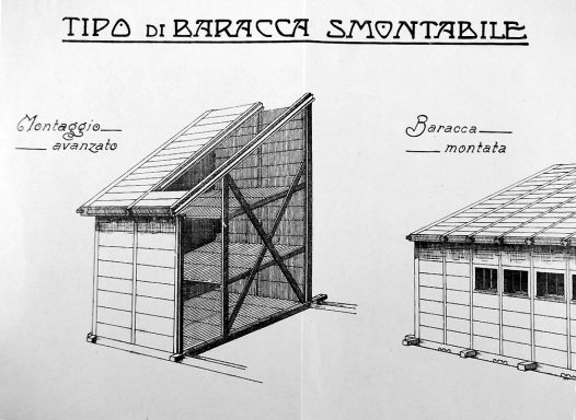 Blueprint of a detachable structure showing two designs: disassembled and assembled.