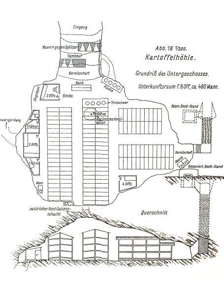 Map of a facility layout showing various sections and entrances.
